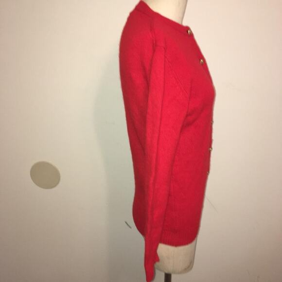 Neiman-Marcus Red 100% Cashmere Cardigan Sweater S - Picture 6 of 9